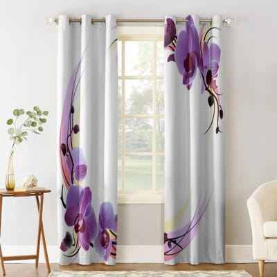 Paarse Orchidee Raamgordijn Voor Woonkamer Slaapkamer Huisdecoratie Keuken Voor Raamgordijnen 135W x 60H(cm)