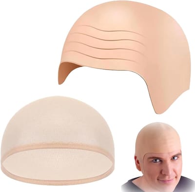 Bald Cap en Bald Wig Set voor Cosplay en Halloween - Latex Hoed en Kostuumaccessoires voor Feestjes en Rollenspellen