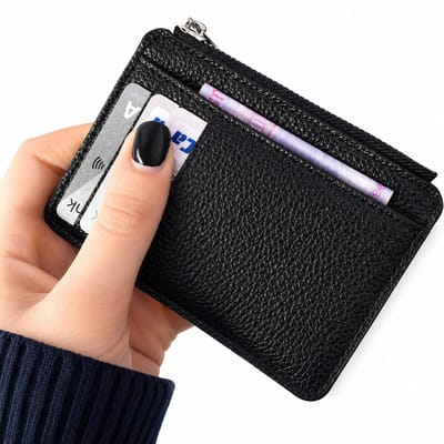 Minimalistische portemonnee Slanke portemonnee met portemonnee voor creditcardhouder met rits