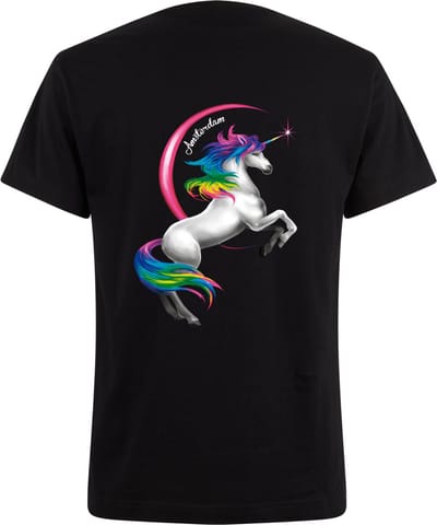 Zwart Neon Tshirt Unicorn L