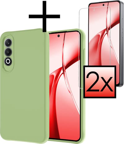 Hoesje - Met 2x Screenprotector - Geschikt voor OnePlus Nord CE4 - Sterk & Shockproof - Back Cover - Siliconen Case - Telefoon Hoes - Groen