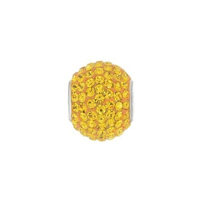 Blinx Jewels Zilveren Hanger Gele Bol Steentjes Strass