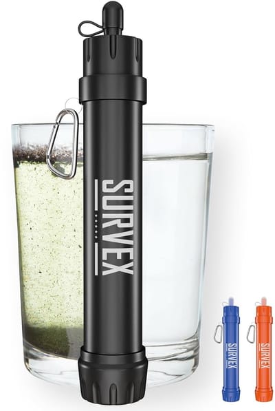 SnelShoppen - Waterfilter Rietje 4000L - Persoonlijk Waterfilter voor Overleving & Buitenactiviteiten - BPA-vrij - Noodpakket voor Thuis - Waterzuiver