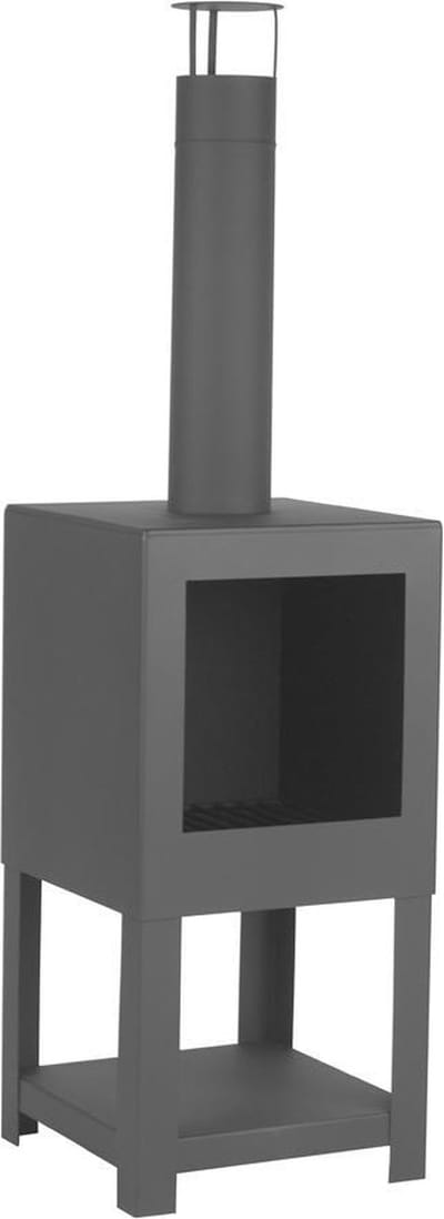 Esschert Design - Buitenkachel met houtopslag zwart - terraskachel - tuinhaard