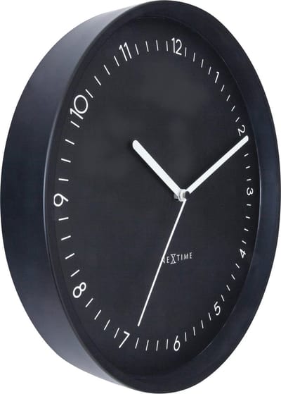 NeXtime Berlin – Wandklok – 30 cm – Aluminium – Zwart – Stil
