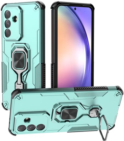 MobyDefend Hoesje - Geschikt voor Samsung Galaxy A37 - Dubbelgelaagde Pantsercase Met Standaard - Turquoise