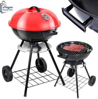 Ronde Houtskool Barbecue met Deksel & Wieltjes – Vergrendelbaar & Draagbaar! bbq grill - barbecues - barbecue accessoires - barbecue houtskool - barbecue hoes - 51819