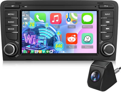 Hexinex Autoradio - Geschikt Voor Audi A3 8P 2003 t/m 2012 - 2+64GB CARPLAY ANDROID AUTO FM RDS WIFI USB - Achteruitrijcamera