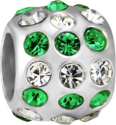 Quiges - 925 - Zilveren - Bedels -Sterling zilver - Beads - Zirkonia Groen Kraal Charm - Geschikt – voor - alle bekende merken - Armband Z217