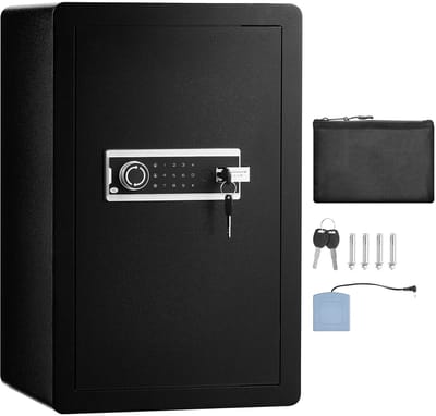 Kluis met Één Deur, 4,0 Kubieke Voet, Sleutelslot en WAChtwoord, Kluis met Slot, Brandwerende Tas, Sleutelrek, Led-Verlichting en 2 Planken voor Geld, Documenten, Sieraden en Waardevolle Spullen