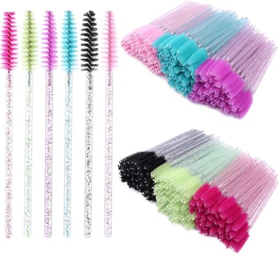Famanu – mascara borsteltjes voor wimpers en wenkbrauwen, kristal handvat, 300 stuks, mix kleuren