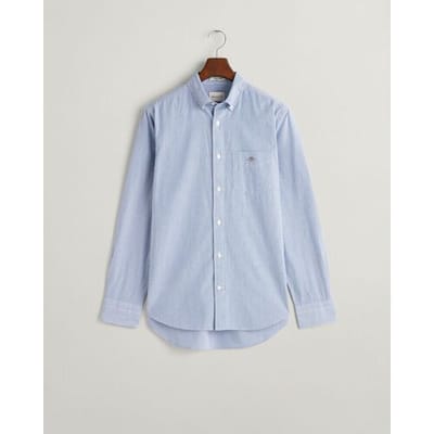 Gant Poplin Banker Overhemd Streep Blauw - Maat 4XL - Heren - Overhemden Casual