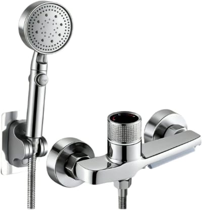 Complete set badkraan met handdouche, 1.5 meter PVC slang en wandbeugel, 5 functies, waterval design, mengkraan voor bad