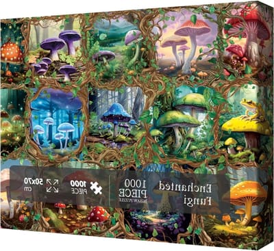Paddenstoelenpuzzel - Houten Puzzel - Ontspannen Puzzelen - Betoverde Bos Stijl - 1000 Stukjes - Kleurrijk