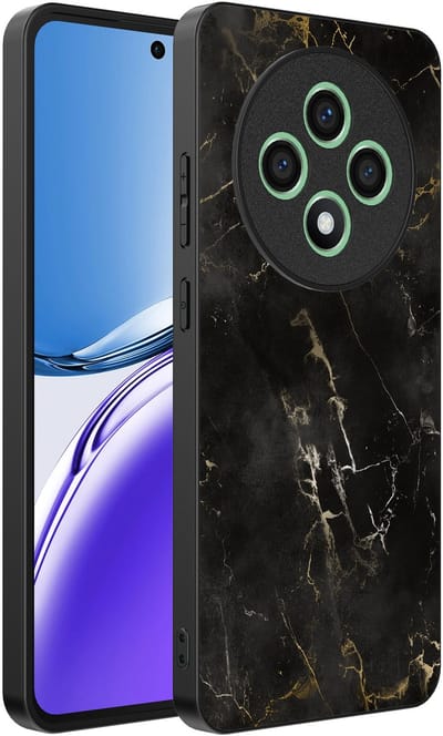 Smartphonica Telefoonhoesje Geschikt voor Oppo Reno 12F met marmer opdruk - TPU backcover case black marble design - Zwart geschikt voor Oppo Reno 12F