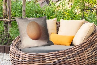 Sierkussen Buiten - Ei - Beige - Ovaal - Egaal - 60x60 cm - Weerbestendig