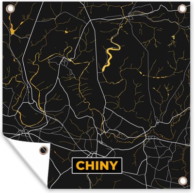 Tuin poster goud - Plattegrond - Chiny - Stadskaart - Kaart - 200x200 cm - Tuindoek