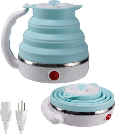 Opvouwbare waterkoker - Reis waterkoker - Koken onderweg - Dubbele spanning instelbaar - 555 ml capaciteit - Blauw