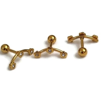 Aramat Jewels | Piercings | Helixpiercing Goudkleur met Bloemen | | | |8mm | Staal | Volwassenen | Verkleurd niet