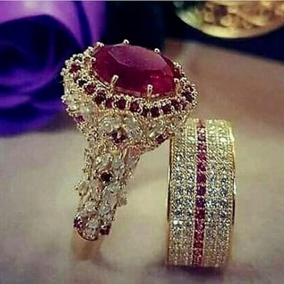 Elegante Goudkleurige Hip Hop Ring Voor Vrouwen Mode Ingelegd Zirkoon Rode Kristal Trouwringen Set Feest Bruids Verlovingssieraden 11 brown