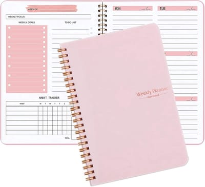 Wekelijkse planner - A5-takenlijst zonder datum - Wekelijkse doelenplanner - 52-weken studiewerkplanner - 52-weken planner met ringband - Volg wekelijks gezonde gewoonten - 21*14,5*0,8 cm
