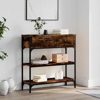 vidaXL - Wandtafel - 72,5x25x75 - cm - bewerkt - hout - gerookt - eikenkleurig