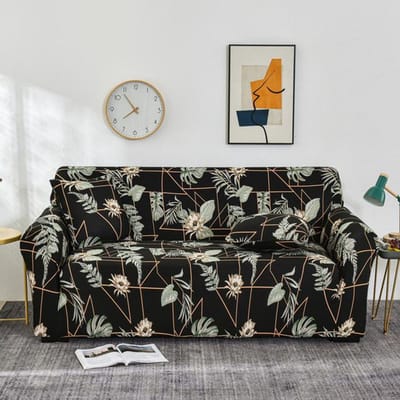 String Gedrukte Bankbeschermhoezen Voor Woonkamer Elastische Stretch Slipcover Modulaire Hoekbankhoezen 1 /2 /3 /4-Zits 1-seater 90-140cm gray