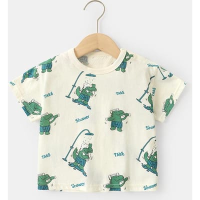 Babykleding Casual T-shirts met korte mouwen Zomerkleding Jongens Meisjes Baby Kinderen Kinderen Zomer Tops met halve mouwen 120cm beige