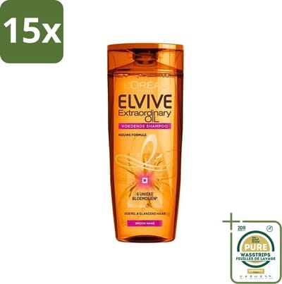 15 x L'Oréal Paris Elvive - Shampoo - Extraordinary Oil - Voor Droog Haar - Met Marula- en Camelia-Olie - 250 ml - Grootverpakking - Shampoo Voor Droog Haar - Marula-olie - Camelia-olie - Voeding Haar - Glans Haar