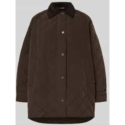 Oversized lange gewatteerde jas met corduroy kraag, model 'PEPATO'