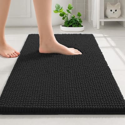 Badkamertapijt - Douchemat Vloerkleed - Voorkomt Natte Vloeren - Extreem Absorberend - 50 x 80 cm - Zwart