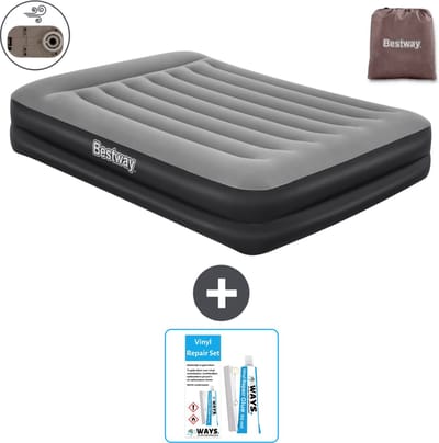 Bestway luchtbed - 2-Persoons - 152 x 203 x 46 cm - Grijs - Inclusief pomp - Reparatieset