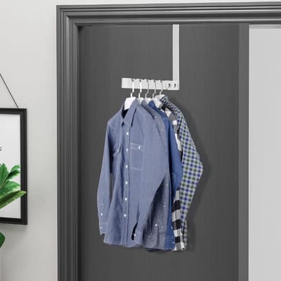 REWYTAZ-2 stuks - Inklapbaar Wanddroogrek - Wandmontage voor Kleding - Kledinghanger - Uitklapbaar Kledingrek Wand - Wanddroogrek voor Kleding - Droogrek voor kleding aan de muur - Wit