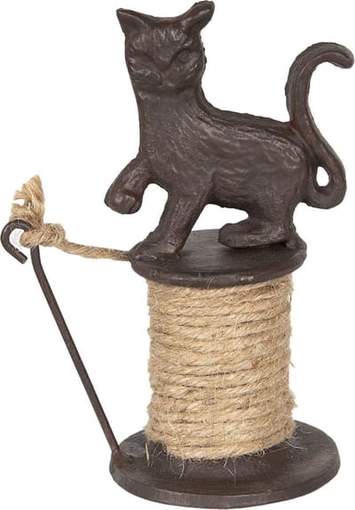 Clayre & Eef Touwhouder kat Kat 11*8*16 cm Bruin Ijzer