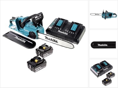 Makita DUC 353 PT2 accu-kettingzaag 36V ( 2x18V ) borstelloos 35 cm + 2x 5.0 Ah accu + dubbele lader