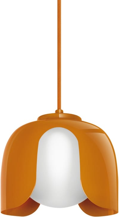 OSRAM DECOR Corolle Hanglamp, Oranje Metaal Glas, E27 Versie, Textielkabel, 200mm, Retro stijl