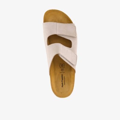 Hush Puppies leren heren bio slippers beige - Maat 41