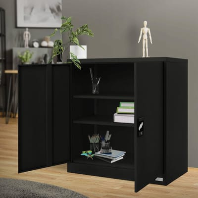 Afsluitbare archiefkast 90x40x90 cm zwart staal ML design