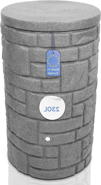 Regenton - Regenwatertank - Tuin besproeien - Steenlook design - 230 liter - Grijs