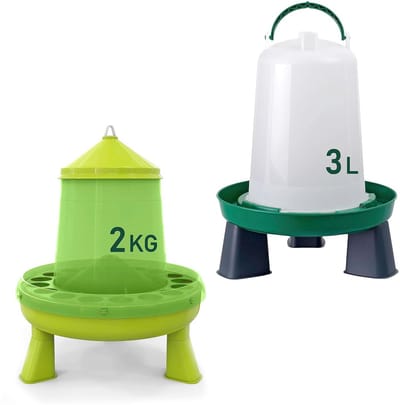 Kippen Voer- en Drinkstation Set (2kg Voerbak & 3L Drinkbak) - Transparant & Robuust