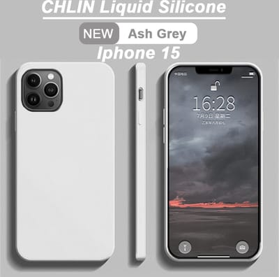 CL CHLIN Siliconen Hoesje voor iPhone 15 – Grijs – Zachte Binnenvoering – Verhoogde Randen