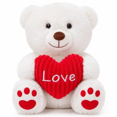 Teddybeer Lot (Wit met Rood Hart Love) Pluche Knuffel 18 cm - Knuffelbeer Valentijnsdag Cadeau - Speelgoed Knuffels - Teddy Beer Love Liefde
