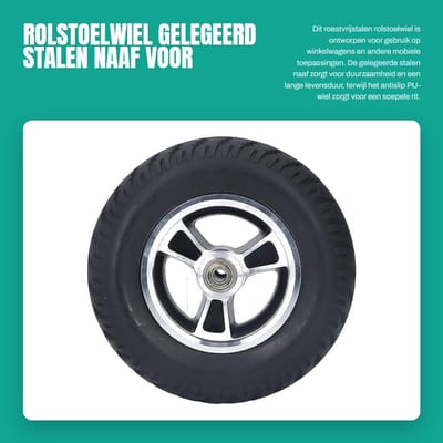 Dailygoods- Rolstoelwiel Antislip - PU-wiel - Gelegeerd Staal - Vervanging - 7 Inch - Hoogwaardige Kwaliteit - Vervangingswiel