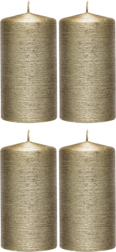 Enlightening Candles Cilinderkaars/stompkaars - 4x - creme goud - 7 x 13 cm - 25 branduren - sfeerkaarsen - kaarsen - Woondecoraties