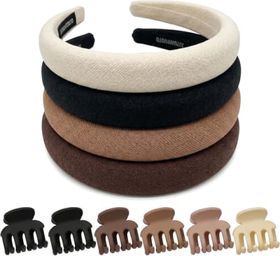 Haarbanden voor dames met 6 haarklemmen, retro stijl, 4 kleuren, ideaal voor dagelijks gebruik en speciale gelegenheden