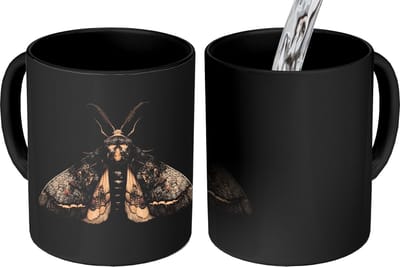 Magische Mok - Foto op Warmte Mokken - Koffiemok - Mot - Bladachtig - Grijs - Magic Mok - Beker - 350 ML - Theemok