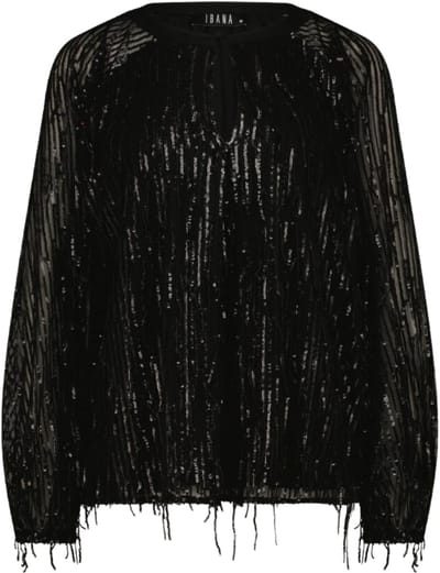 Ibana - zwarte pailletten blouse Folette - maat XL