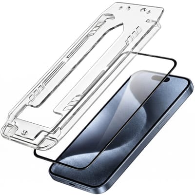 3mk, Screenprotector Gehard Glas geschikt voor iPhone 15 Pro 2 Stuks, Zwart / Transparant
