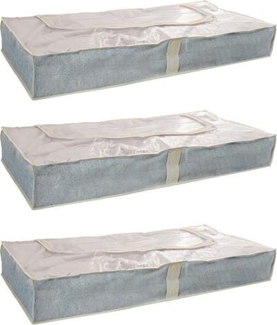 MSV opbergtas/beschermhoes beddengoed/kleding - 3x - voor onder bed - 109 x 46 x 15 cm