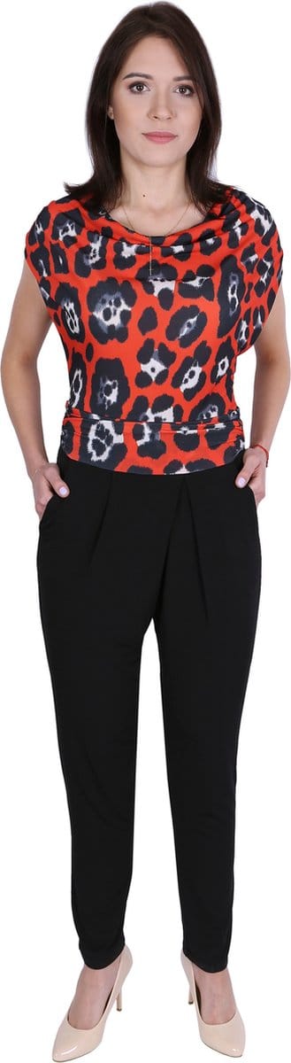John Zack jumpsuit in oranje luipaardprint